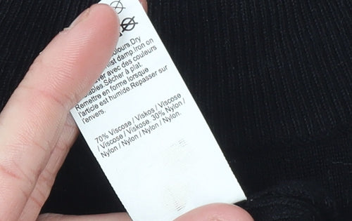 River Island Women's Black High Neck Puff Sleeve Jumper Size 12