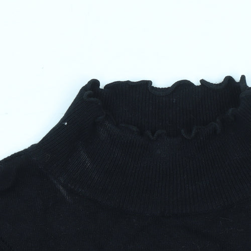 River Island Women's Black High Neck Puff Sleeve Jumper Size 12