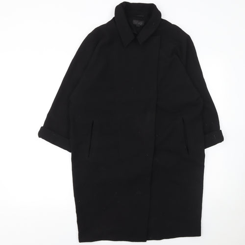 Topshop Womens Black Wool Blend Single Breasted Coat Size 6