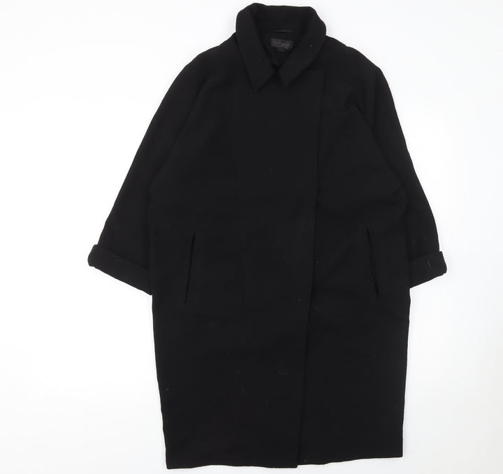 Topshop Womens Black Wool Blend Single Breasted Coat Size 6