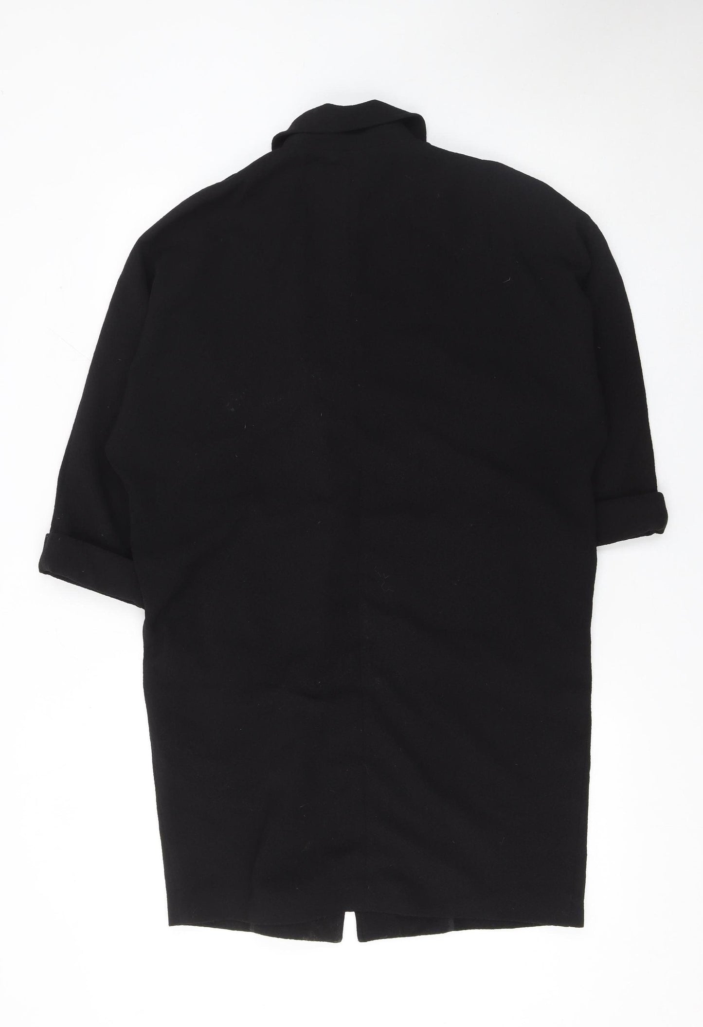 Topshop Womens Black Wool Blend Single Breasted Coat Size 6