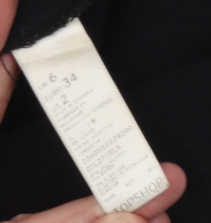 Topshop Womens Black Wool Blend Single Breasted Coat Size 6