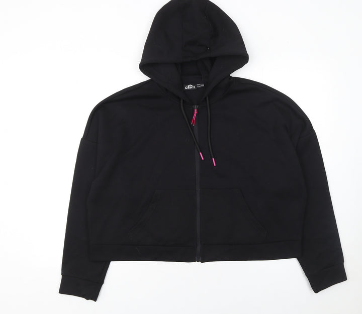Crivit Women's Black Full Zip Hoodie Size L 16/18 Cotton Blend Casual