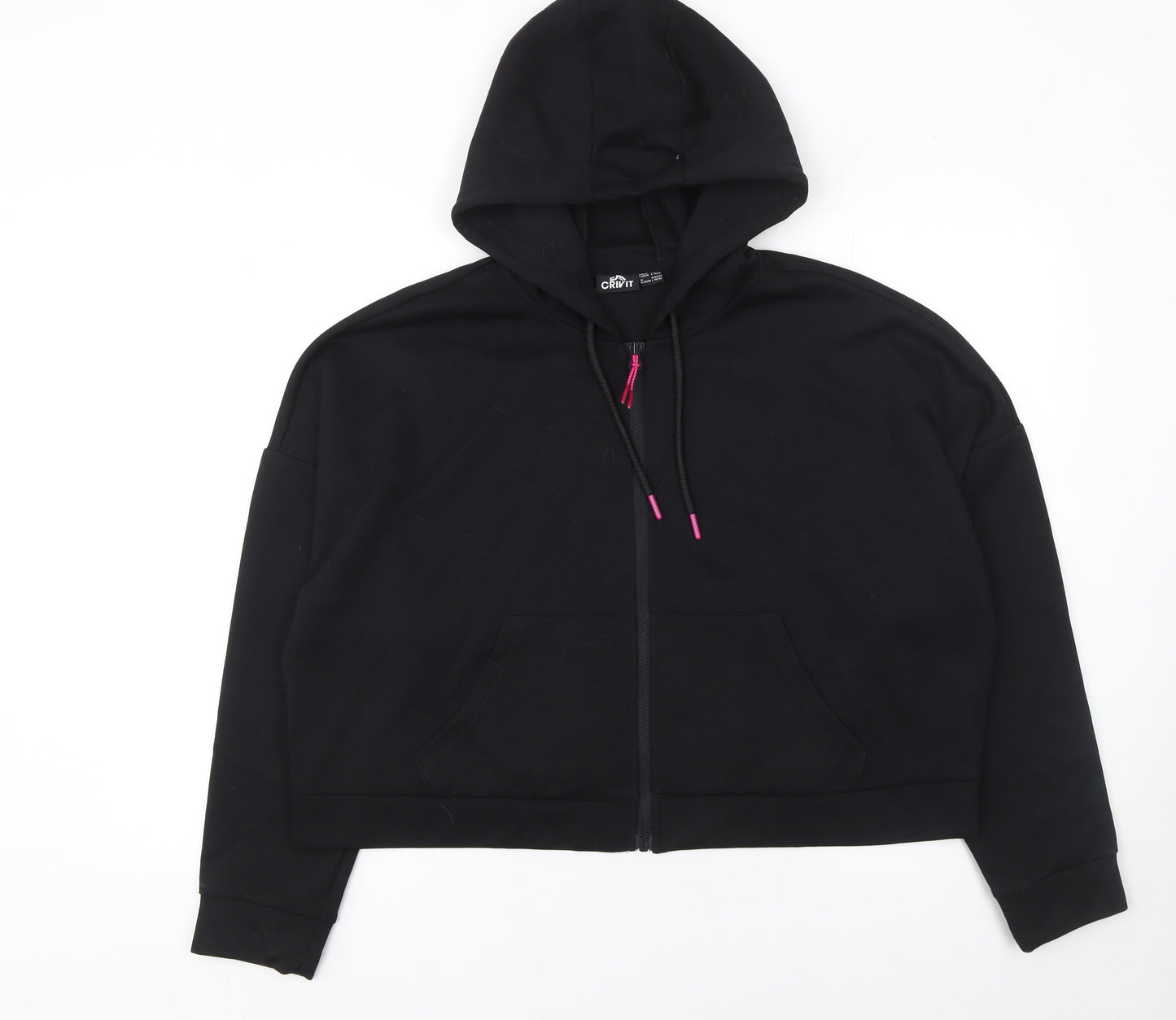 Crivit Women's Black Full Zip Hoodie Size L 16/18 Cotton Blend Casual