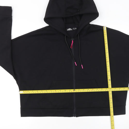 Crivit Women's Black Full Zip Hoodie Size L 16/18 Cotton Blend Casual