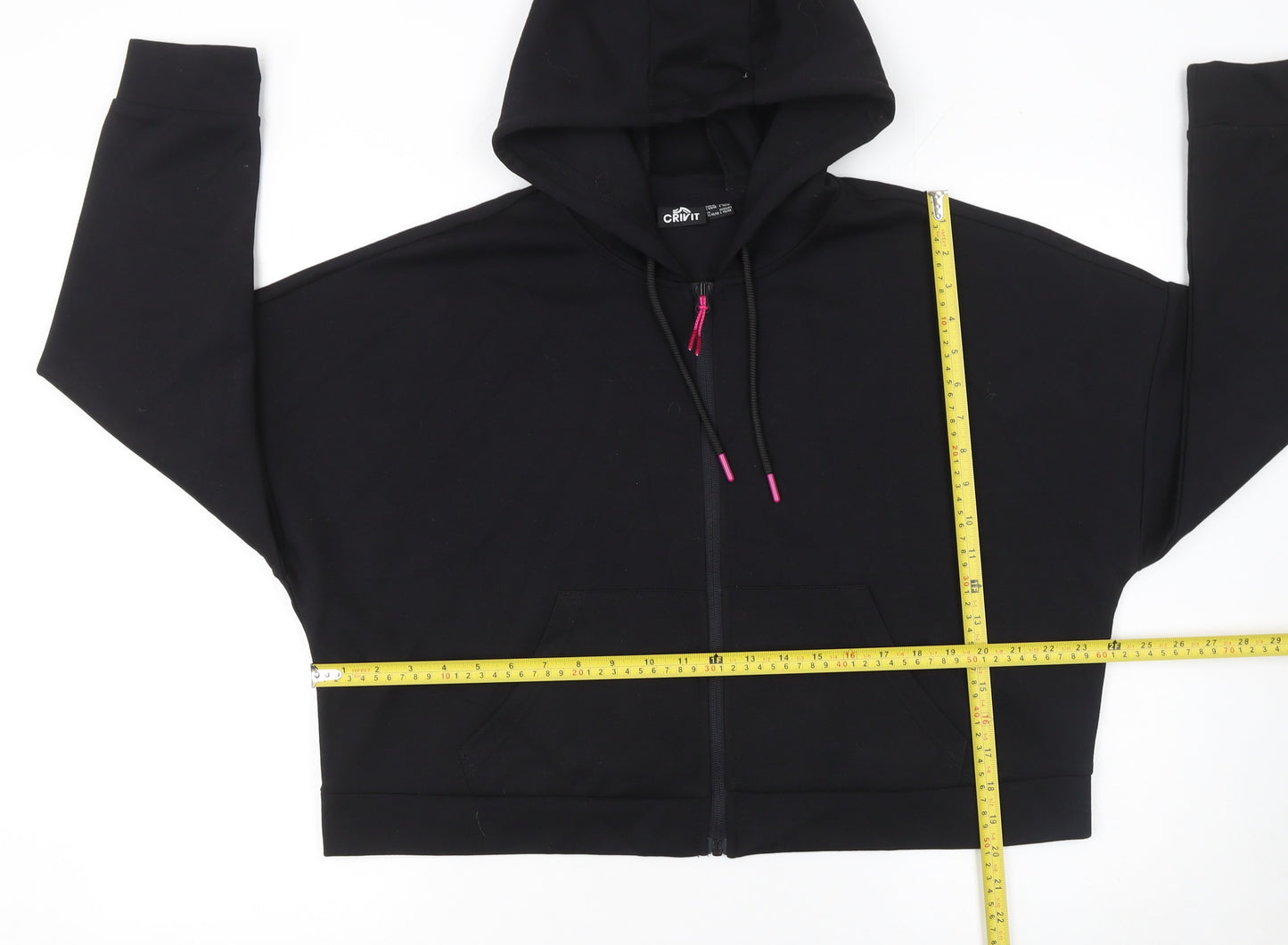 Crivit Women's Black Full Zip Hoodie Size L 16/18 Cotton Blend Casual