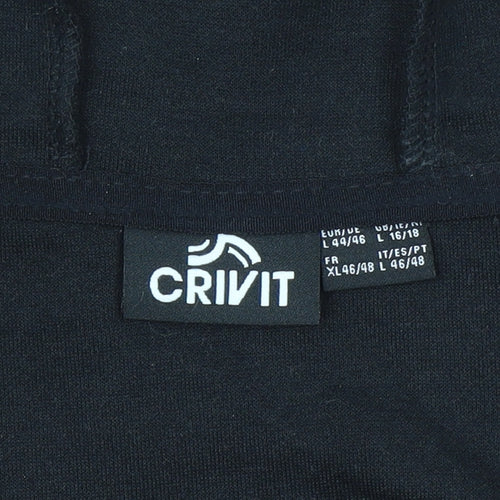 Crivit Women's Black Full Zip Hoodie Size L 16/18 Cotton Blend Casual