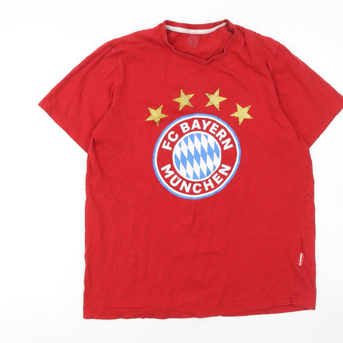 FC Bayern München Men’s Red Short Sleeve Graphic T-Shirt Size M