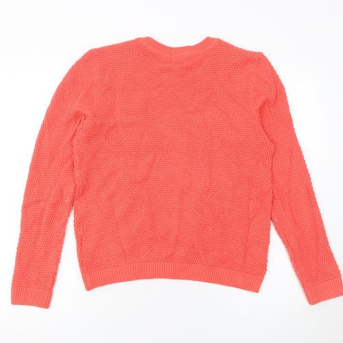 Vila Women Pink Cotton Knit Crew Neck Jumper Size 12