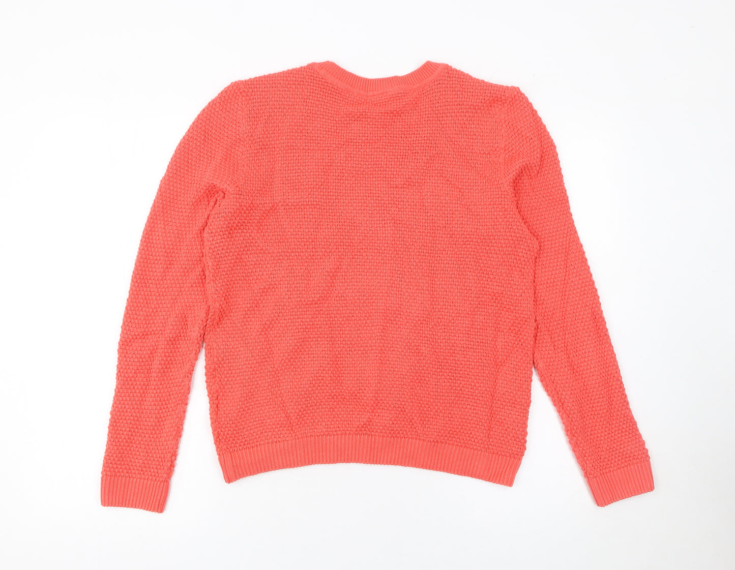 Vila Women Pink Cotton Knit Crew Neck Jumper Size 12