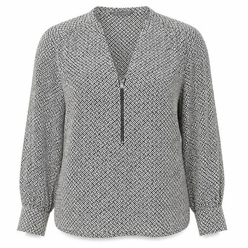 Dunnes Women’s Black Geometric Long Sleeve V-Neck Blouse Size M