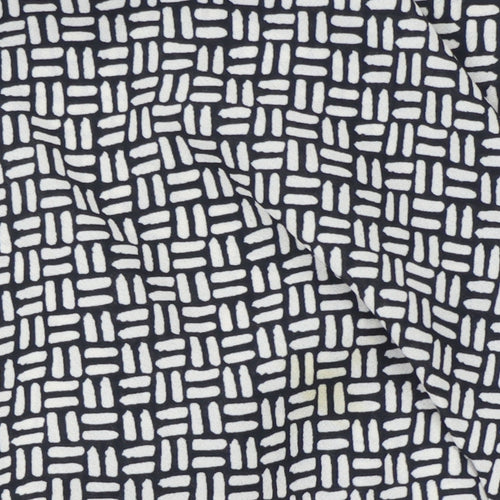 Dunnes Women’s Black Geometric Long Sleeve V-Neck Blouse Size M