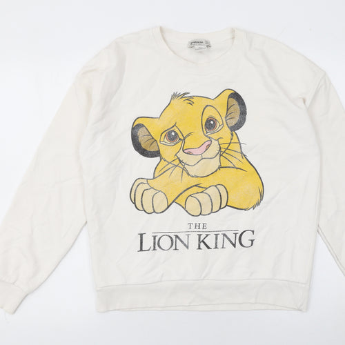 Stradivarius Women White The Lion King Pullover Sweatshirt Size 12