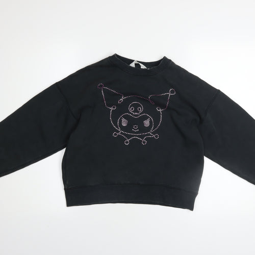 H&M Girls Black Kuromi Rhinestone Pullover Sweatshirt 11-12 Years