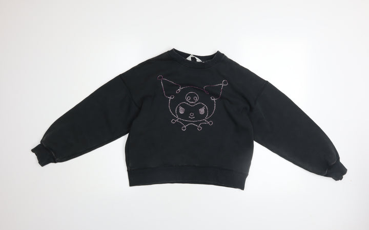 H&M Girls Black Kuromi Rhinestone Pullover Sweatshirt 11-12 Years