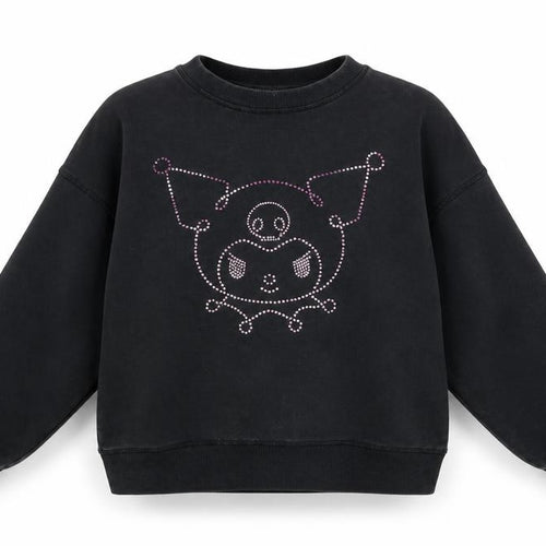 H&M Girls Black Kuromi Rhinestone Pullover Sweatshirt 11-12 Years