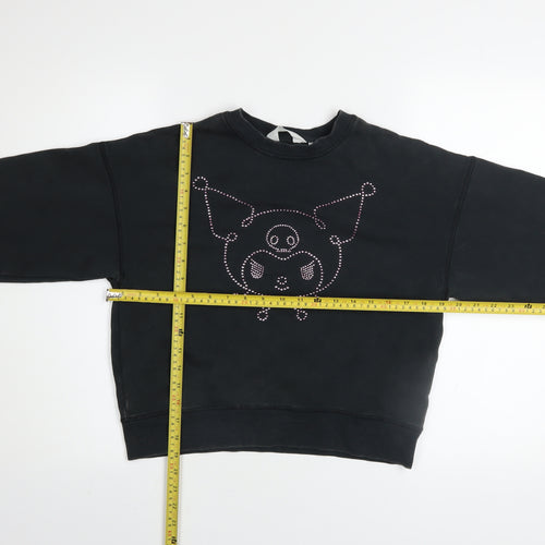 H&M Girls Black Kuromi Rhinestone Pullover Sweatshirt 11-12 Years