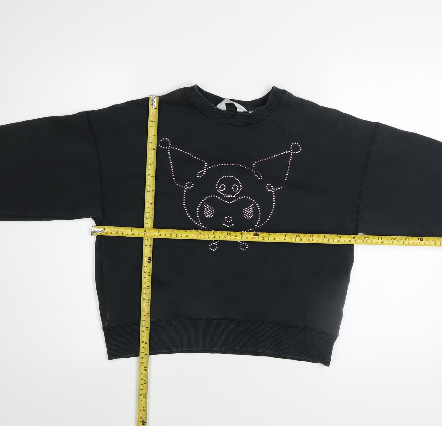 H&M Girls Black Kuromi Rhinestone Pullover Sweatshirt 11-12 Years