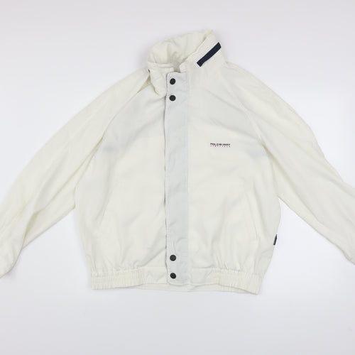 Polo Bi-Way Men's White Windbreaker Jacket Size L Sport Style