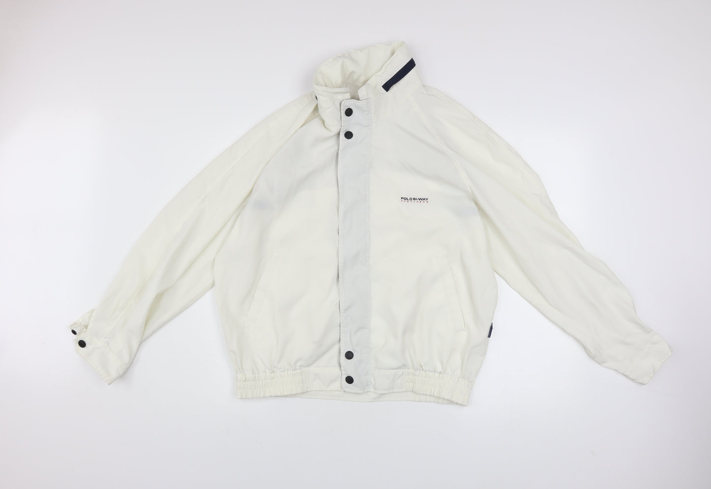 Polo Bi-Way Men's White Windbreaker Jacket Size L Sport Style