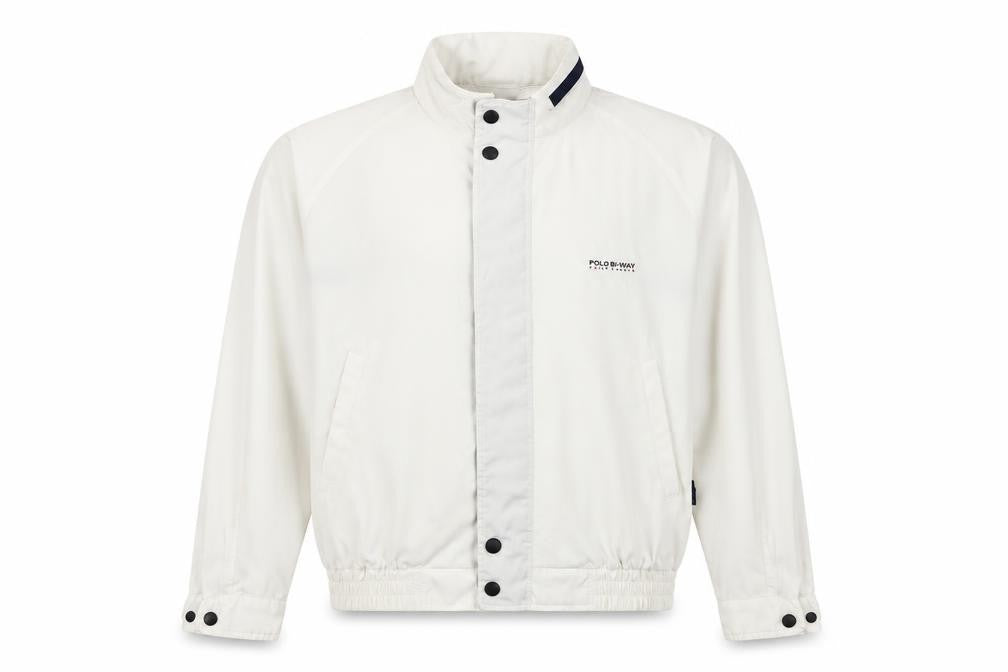 Polo Bi-Way Men's White Windbreaker Jacket Size L Sport Style