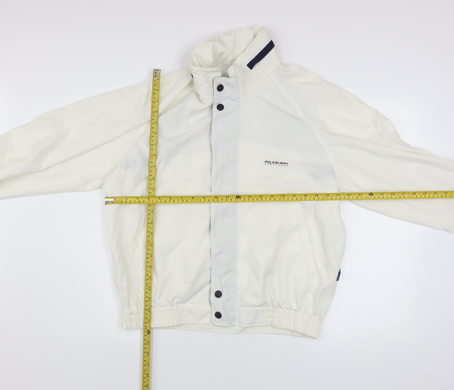 Polo Bi-Way Men's White Windbreaker Jacket Size L Sport Style