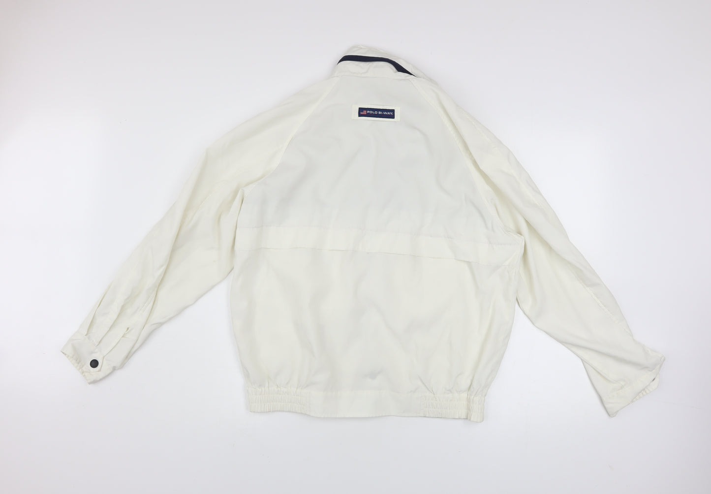Polo Bi-Way Men's White Windbreaker Jacket Size L Sport Style
