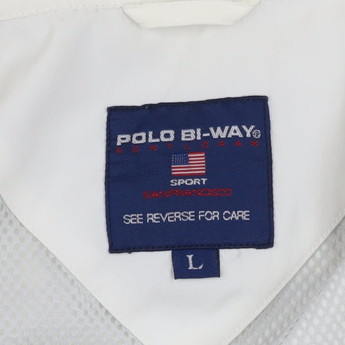 Polo Bi-Way Men's White Windbreaker Jacket Size L Sport Style