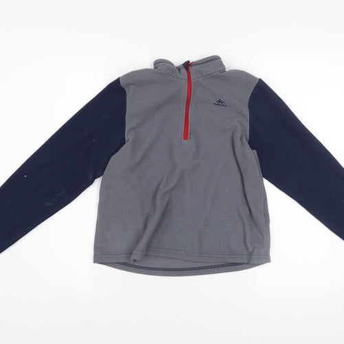 Quechua Boys Grey Fleece 1/4 Zip Pullover Sweatshirt Size 10-11 Years