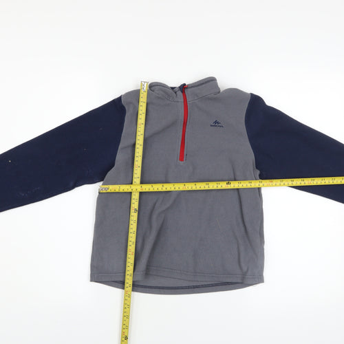 Quechua Boys Grey Fleece 1/4 Zip Pullover Sweatshirt Size 10-11 Years