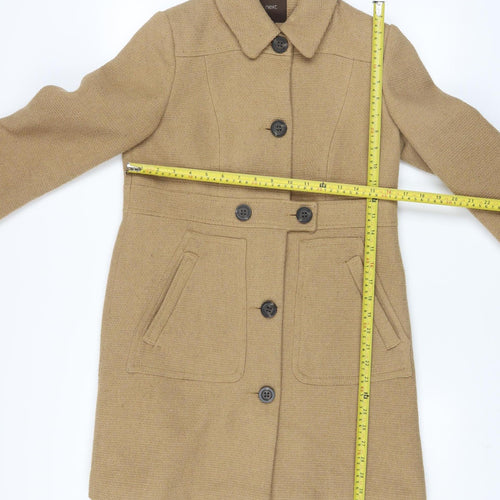 Next Women's Beige Wool Blend Mid-Length Overcoat Size 8