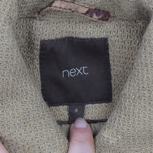 Next Women's Beige Wool Blend Mid-Length Overcoat Size 8