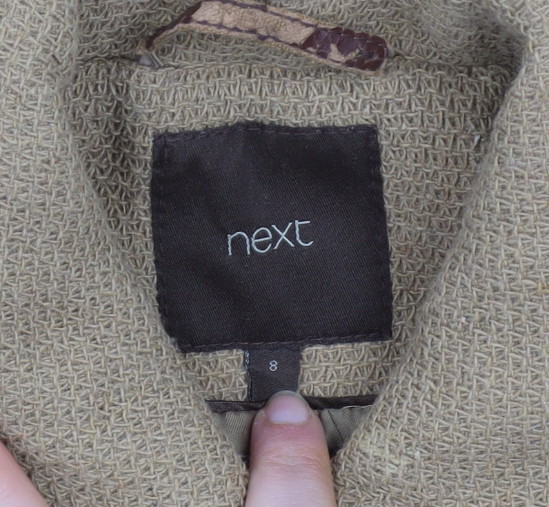 Next Women's Beige Wool Blend Mid-Length Overcoat Size 8