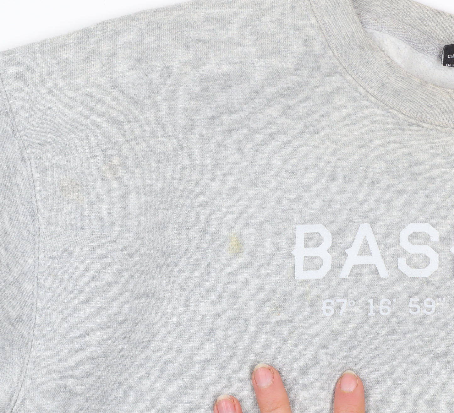 BASLÄGER Mens Grey Pullover Sweatshirt L Regular Fit Crew Neck