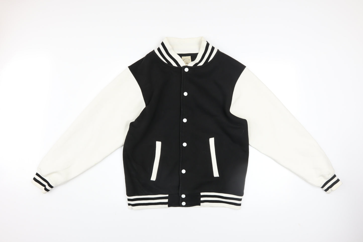 Uneek Men’s Black & White Varsity Jacket Size M Regular Fit