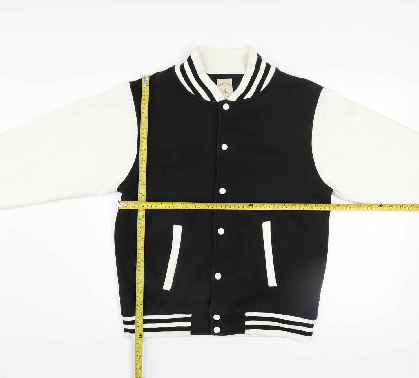 Uneek Men’s Black & White Varsity Jacket Size M Regular Fit