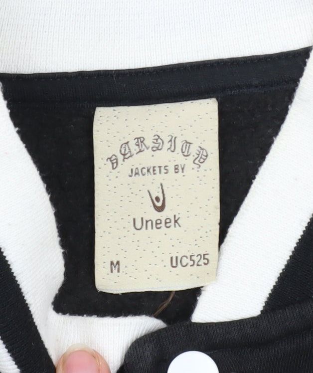 Uneek Men’s Black & White Varsity Jacket Size M Regular Fit