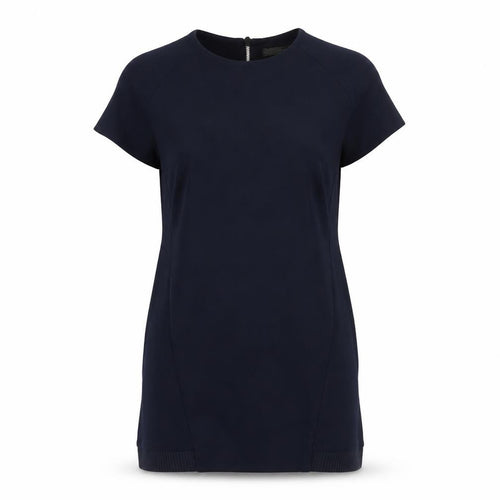 Zara Women Blue Shift Dress Size 10 Short Sleeve Zip Back Knit