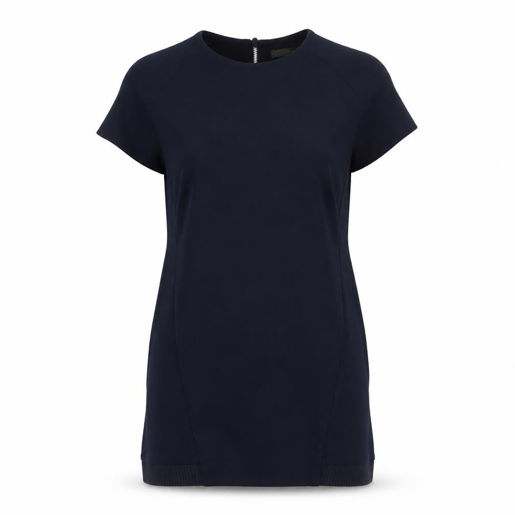 Zara Women Blue Shift Dress Size 10 Short Sleeve Zip Back Knit