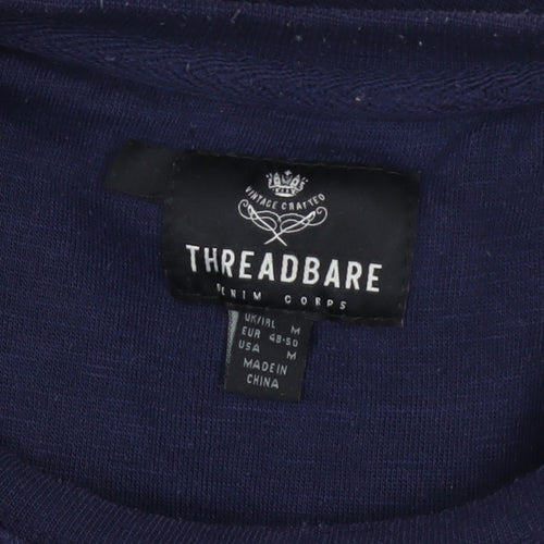 Threadbare Men's Blue Crew Neck Pullover Sweatshirt Size M