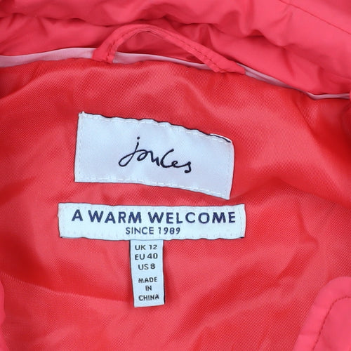 Joules Womens Pink Quilted Puffer Waistcoat Size 12 Regular