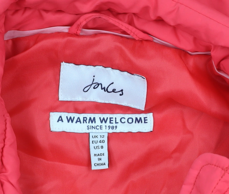 Joules Womens Pink Quilted Puffer Waistcoat Size 12 Regular
