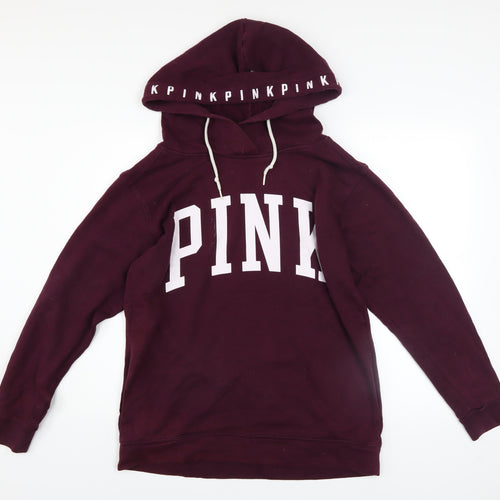 Victoria's Secret PINK Women's Burgundy Hoodie Size 12 Cotton Blend