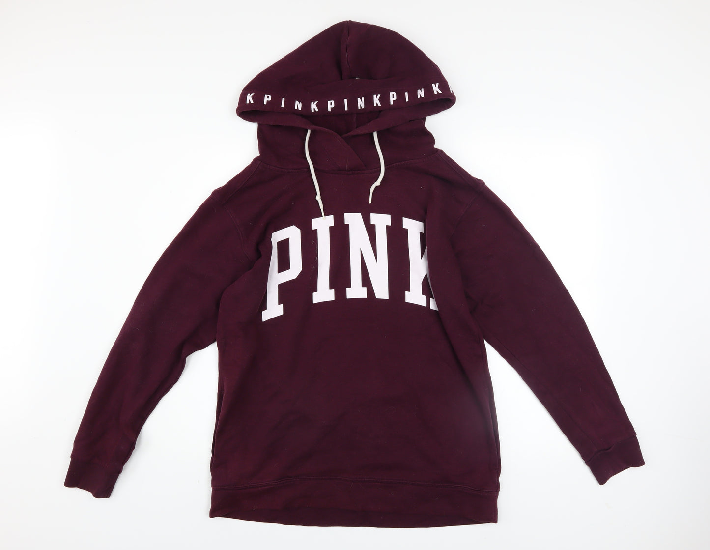 Victoria's Secret PINK Women's Burgundy Hoodie Size 12 Cotton Blend
