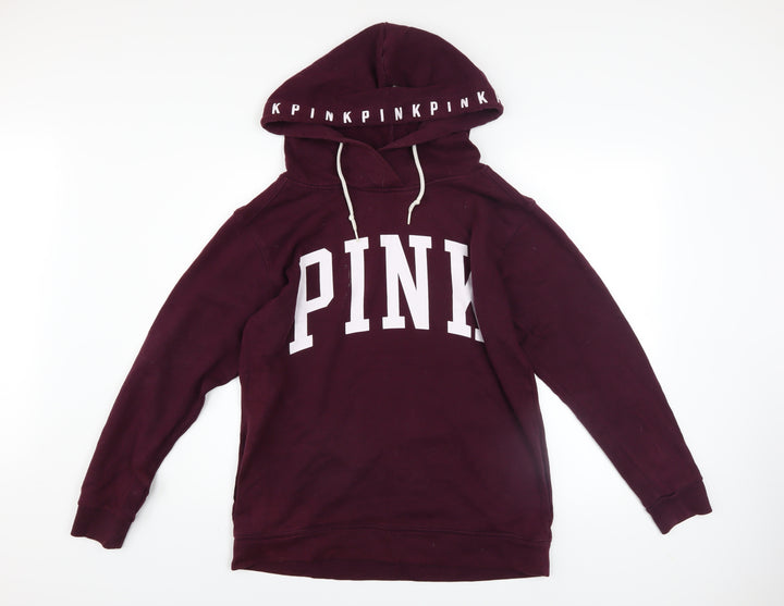 Victoria's Secret PINK Women's Burgundy Hoodie Size 12 Cotton Blend