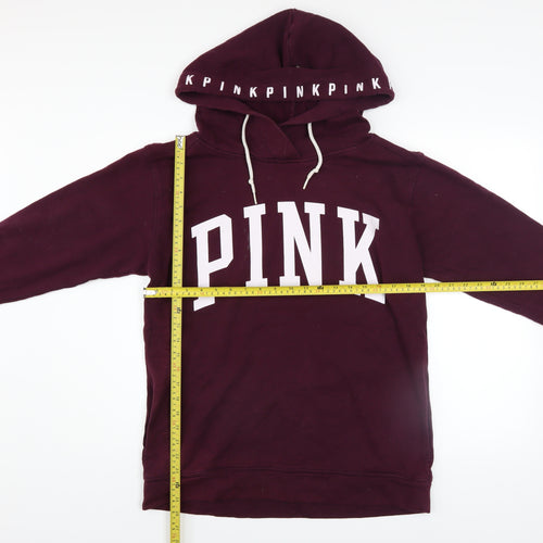 Victoria's Secret PINK Women's Burgundy Hoodie Size 12 Cotton Blend