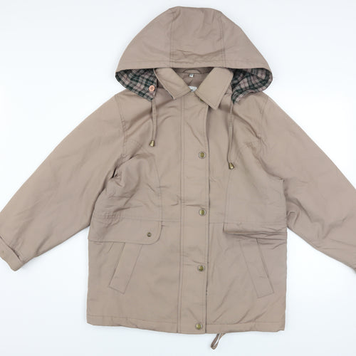 Debenhams Women’s Beige Parka Jacket Size 10 Hooded Mid-Length Cotton Blend