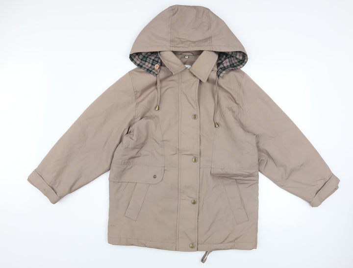 Debenhams Women’s Beige Parka Jacket Size 10 Hooded Mid-Length Cotton Blend