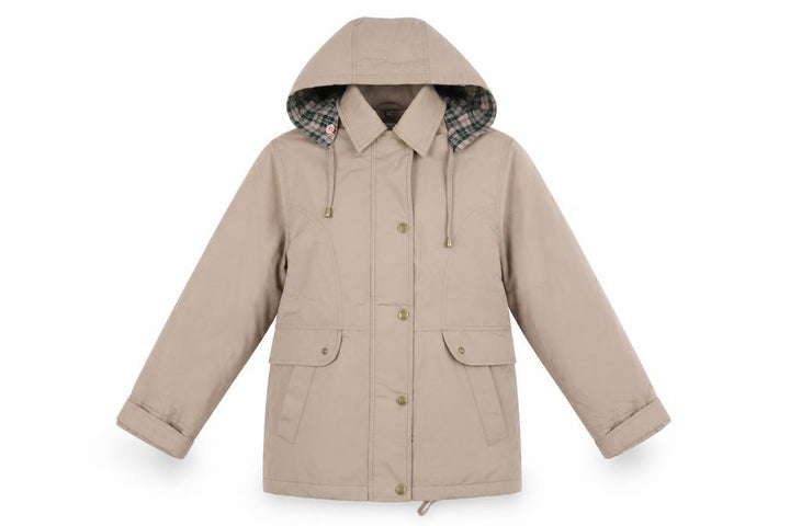 Debenhams Women’s Beige Parka Jacket Size 10 Hooded Mid-Length Cotton Blend