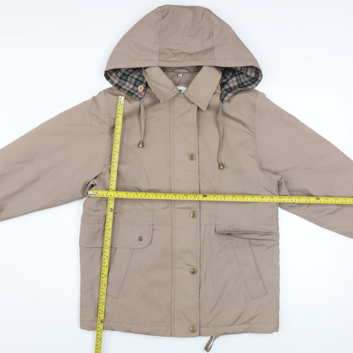 Debenhams Women’s Beige Parka Jacket Size 10 Hooded Mid-Length Cotton Blend